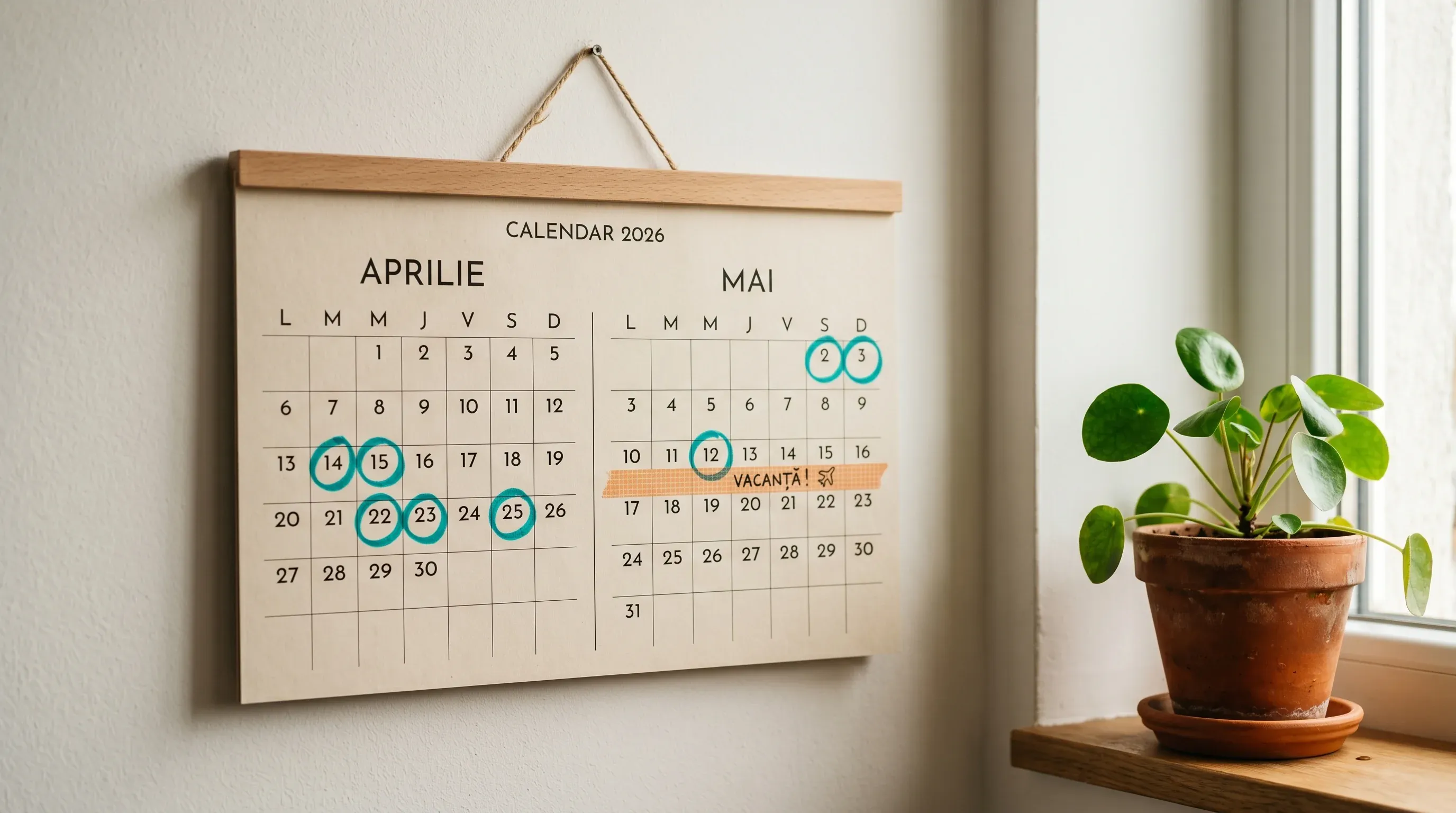 Calendar 2026 cu date marcate pentru programul Casa Verde